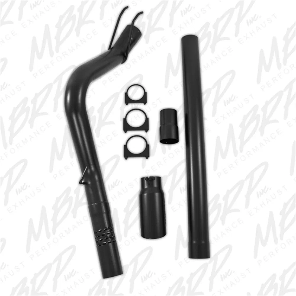 Fits 2010 F-250 Super Duty 4_ Filter Back Single Side Exit Black Coated-S6242BLK